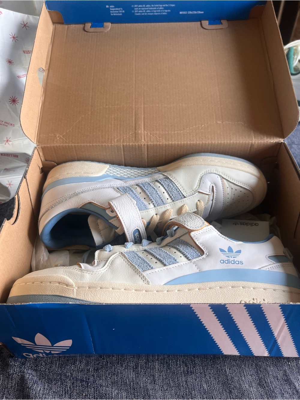 adidas Low-Top Sneakers in White and Light Blue